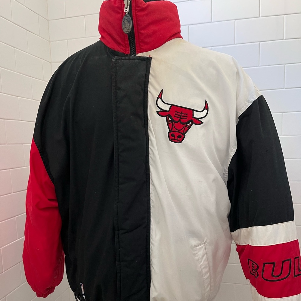 Vintage Starter REVERSIBLE Chicago Bulls Down Feather Puffer Jacket Medium